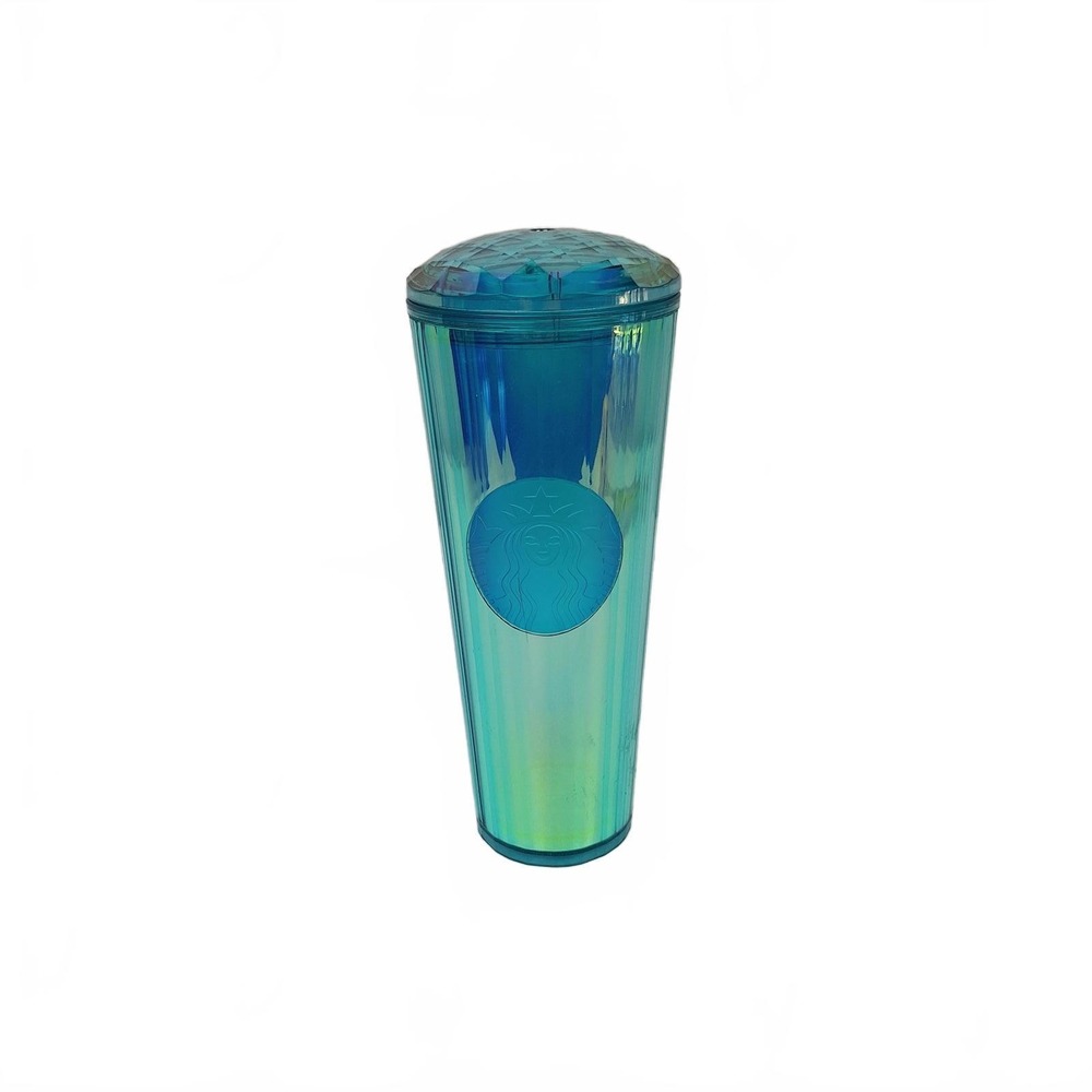 Starbucks December 2021 Blue Iridescent Dome Top Cold Cup Tumbler Venti 24oz